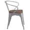 Flash Furniture Silver Metal Chair with Wood Seat and Arms, PK4 4-CH-31270-SIL-WD-GG - alternate 7